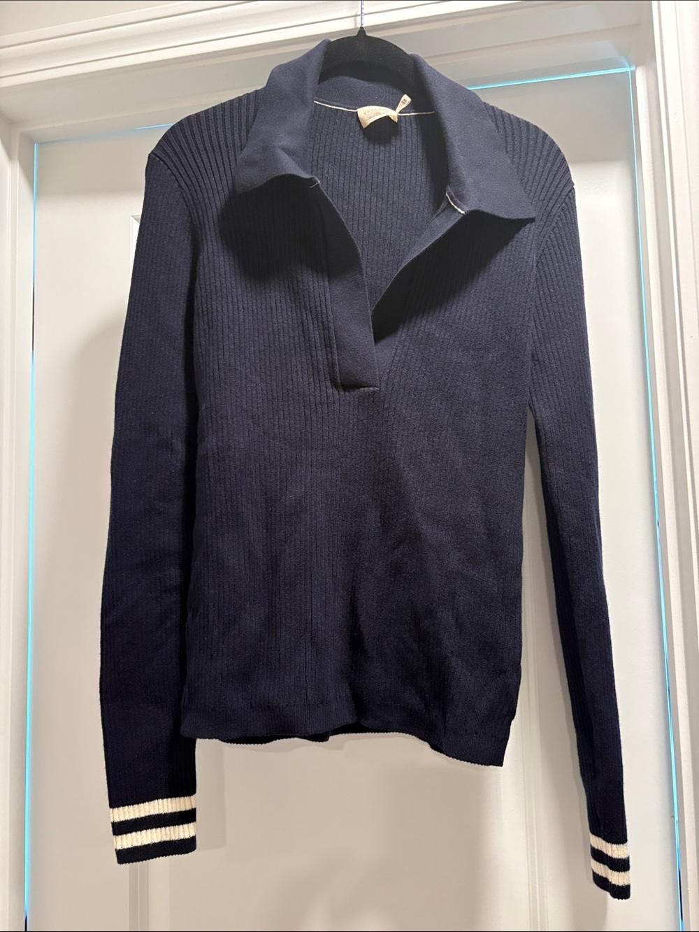 Faherty Cashmere Ribbed Polo Sweater